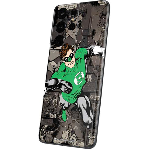 DC Comics Green Lantern Vintage Action Pose Pattern Galaxy S21 Ultra 5G Skin